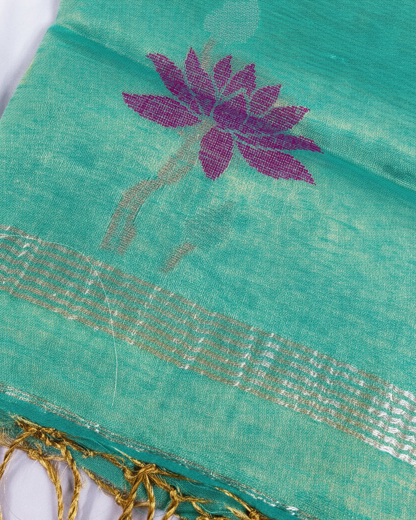 Sage Aura Tisssue Linen Saree