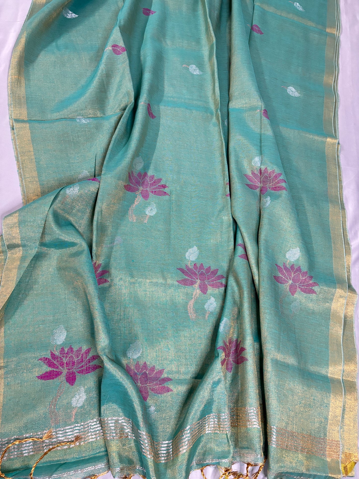 Sage Aura Tisssue Linen Saree