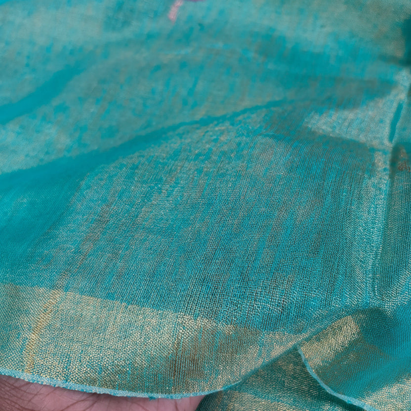 Sage Aura Tisssue Linen Saree