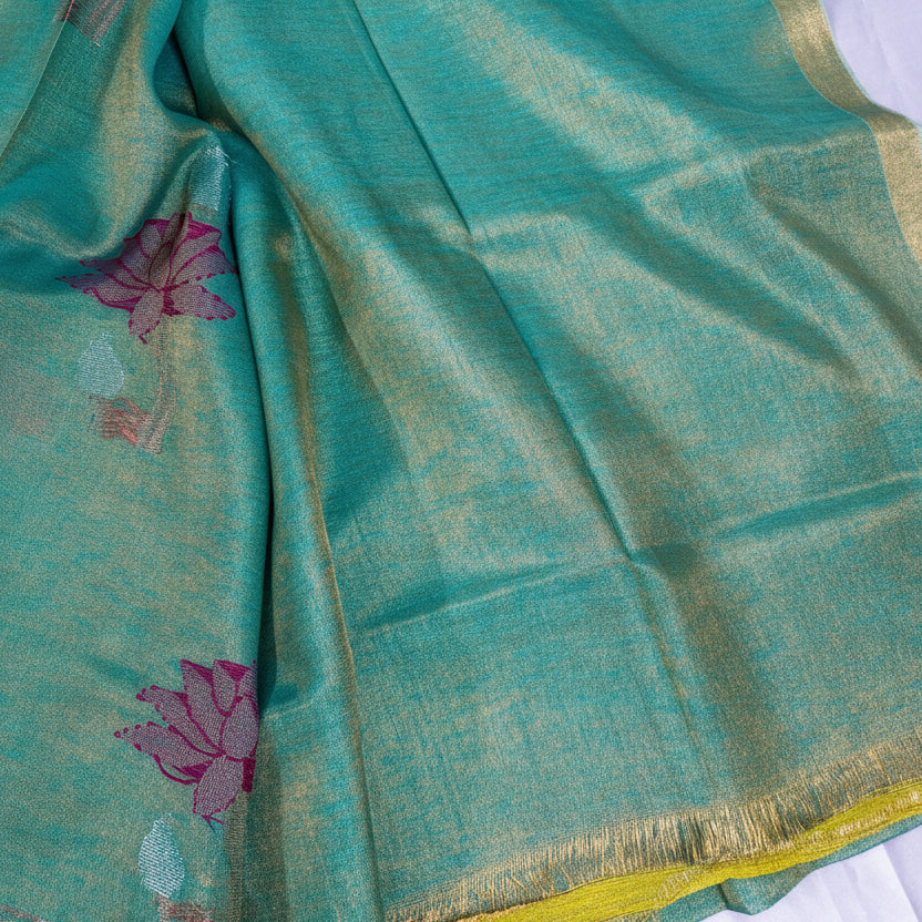 Sage Aura Tisssue Linen Saree