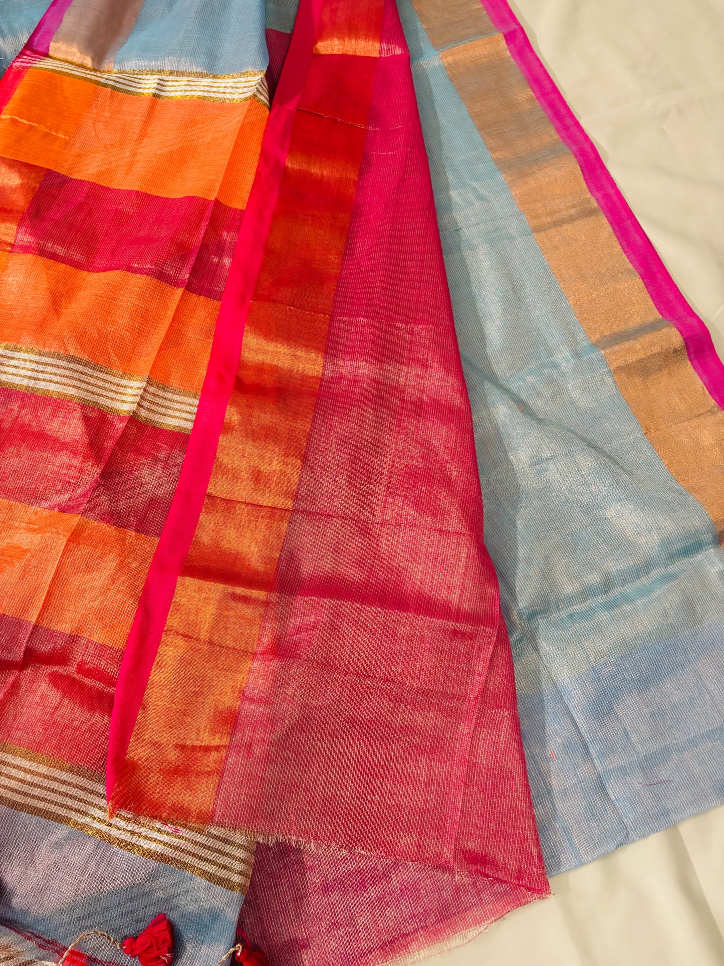 Aqua Élan Tissue Khadi Saree