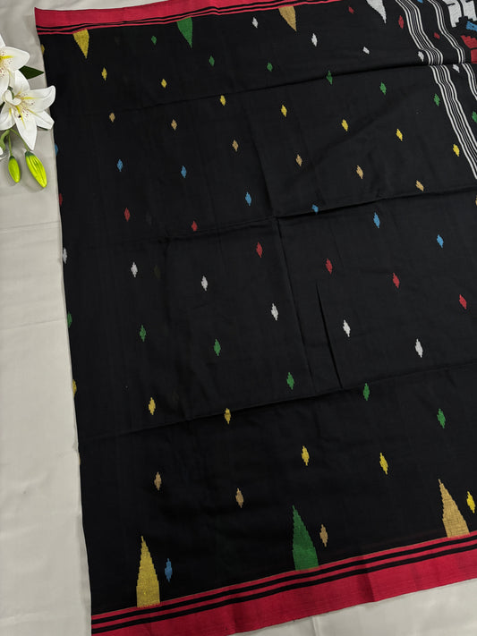 Black Scarlet Cotton Jamdani Saree