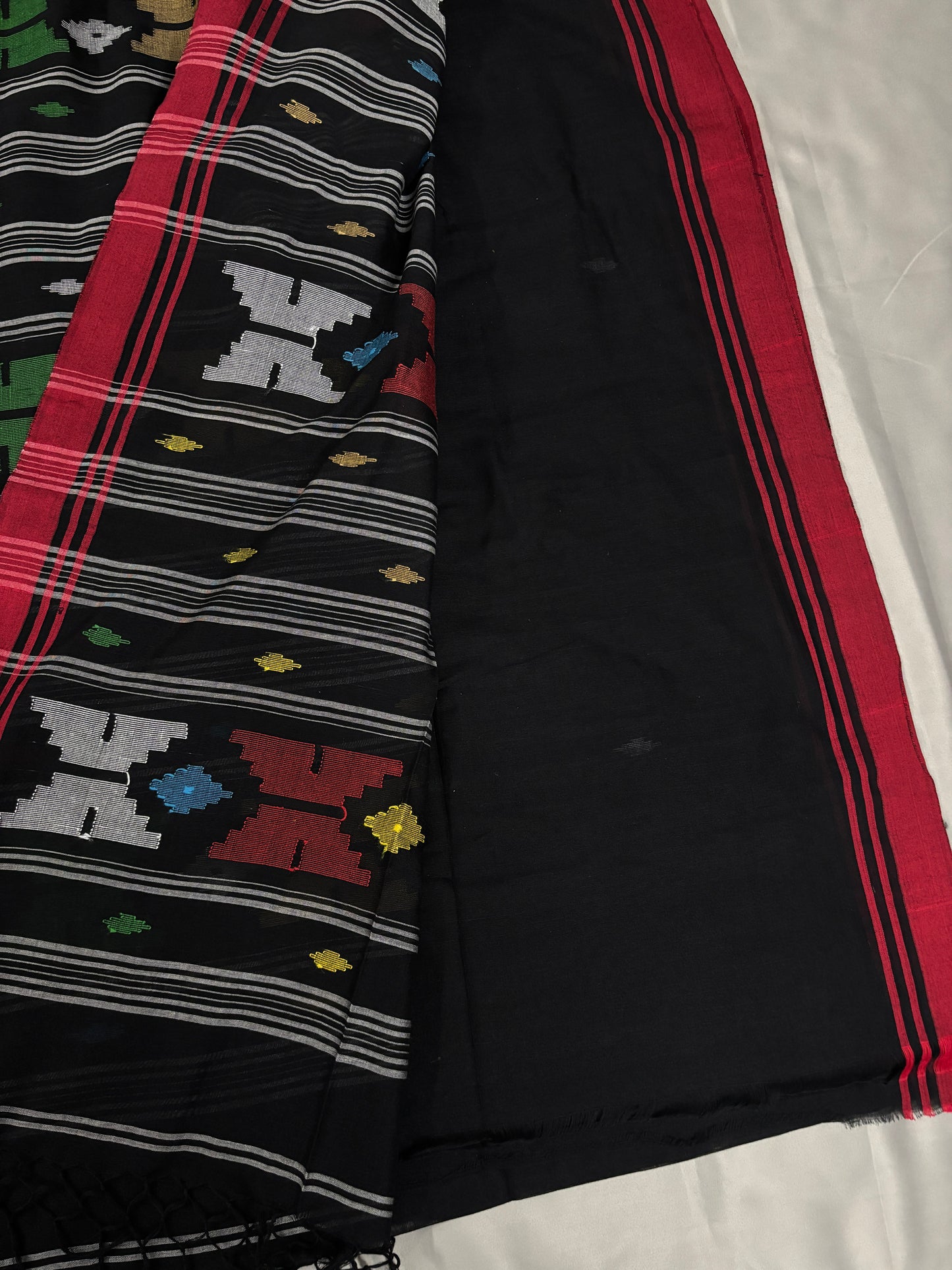 Black Scarlet Cotton Jamdani Saree