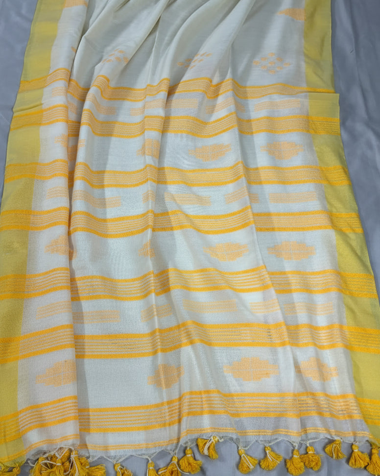 White Élan Woven Cotton Saree