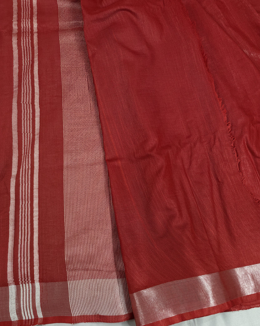 Rust Élan Bhagalpuri Linen Saree