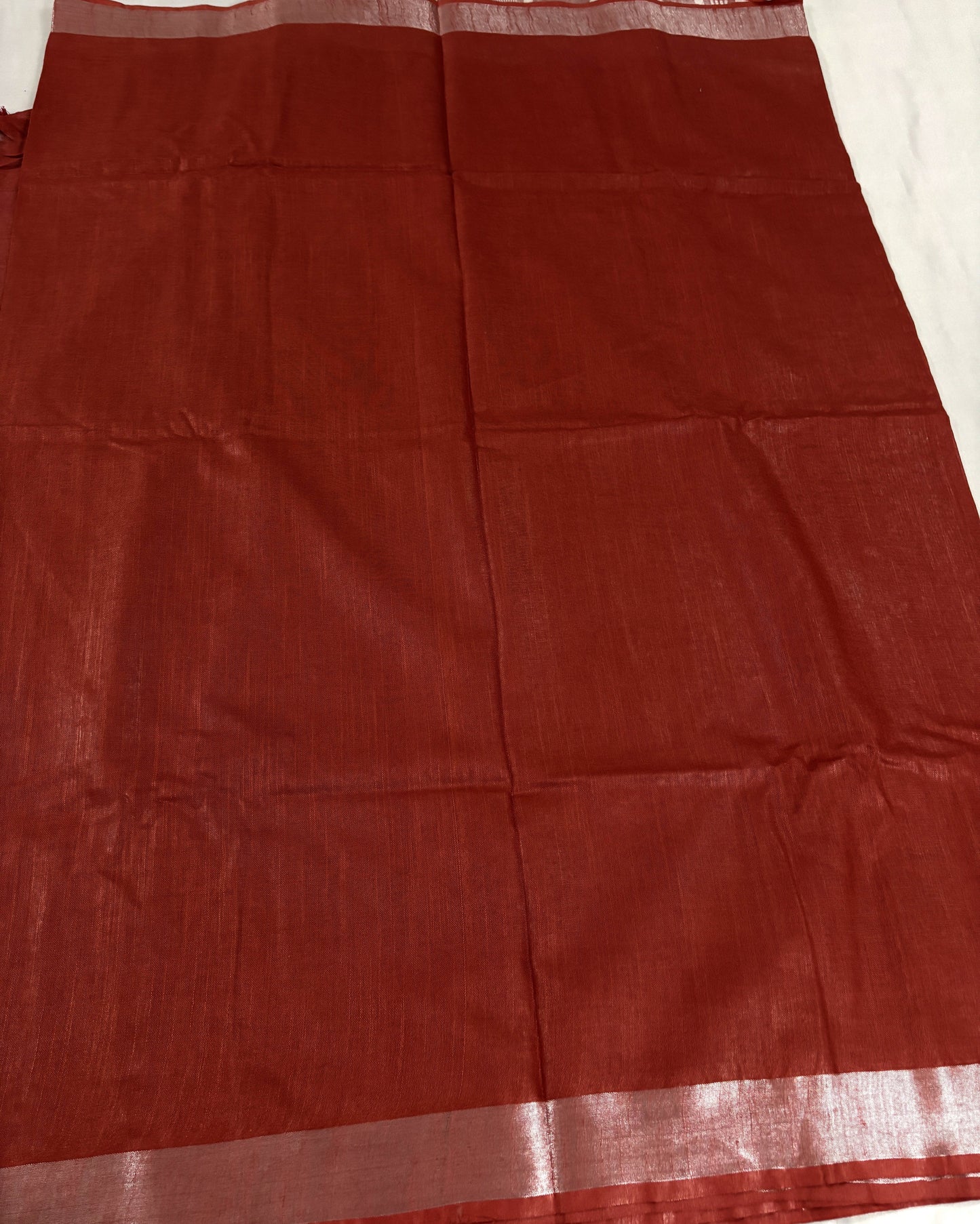 Rust Élan Bhagalpuri Linen Saree