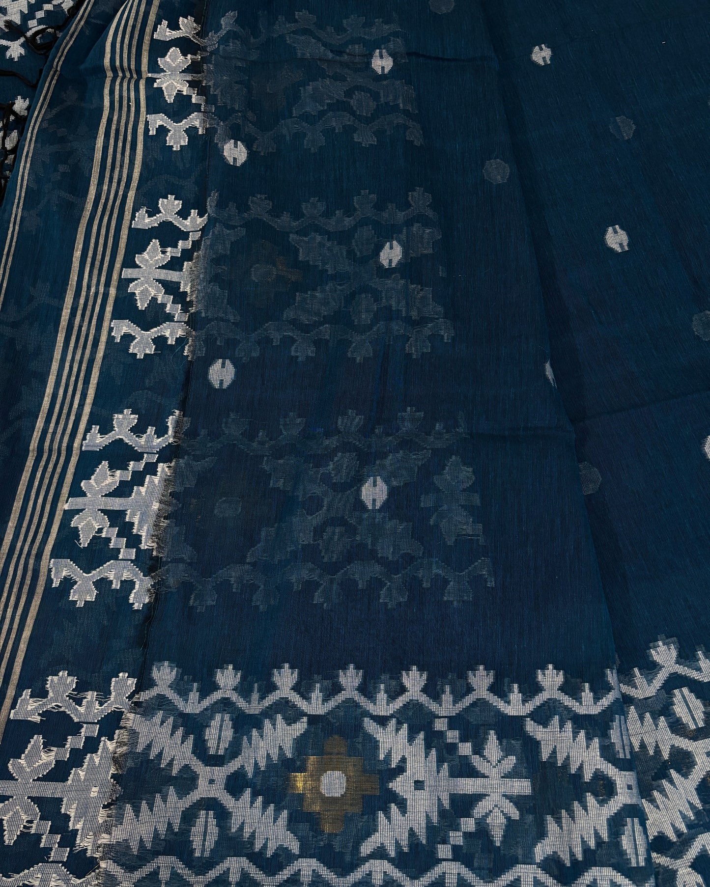 Blue Reverie Cotton Jamdani Saree