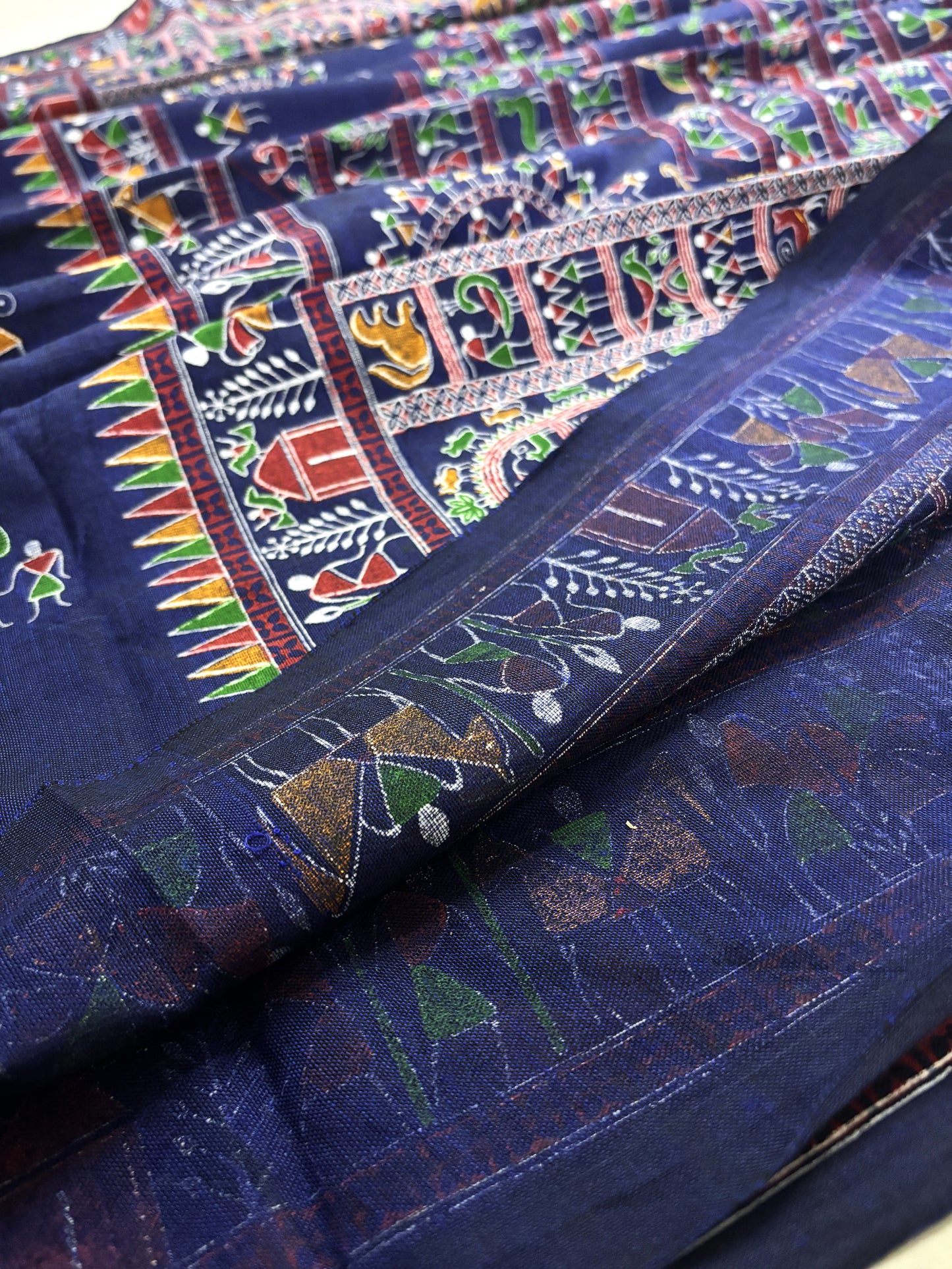 Midnight Madhubani Khadi Cotton Saree