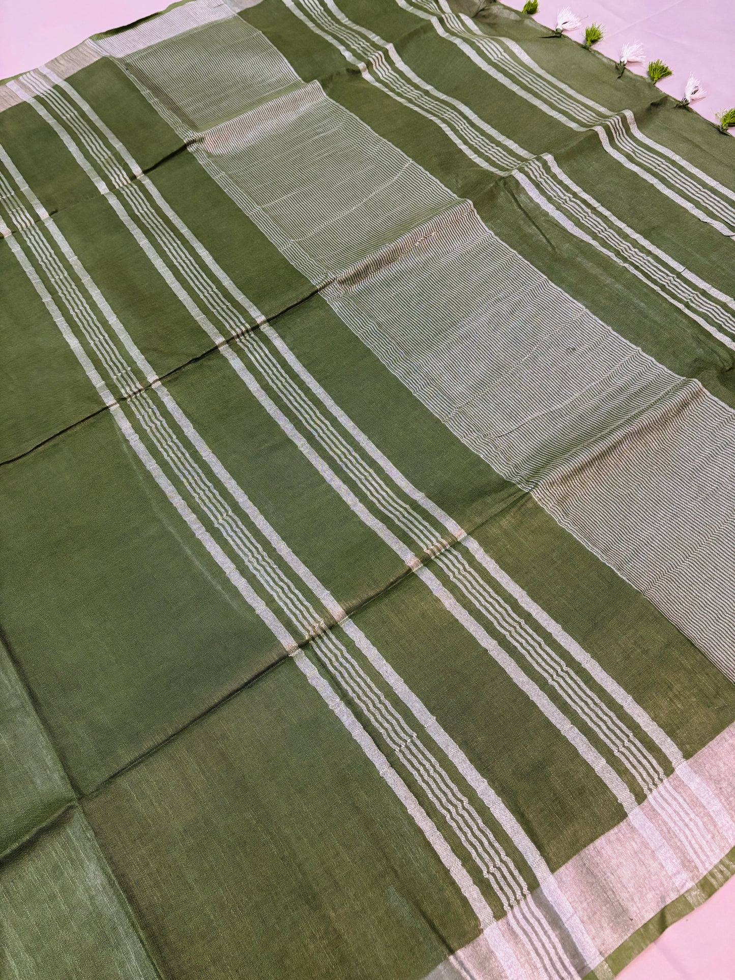 Olive Élan Bhagalpuri Linen Saree
