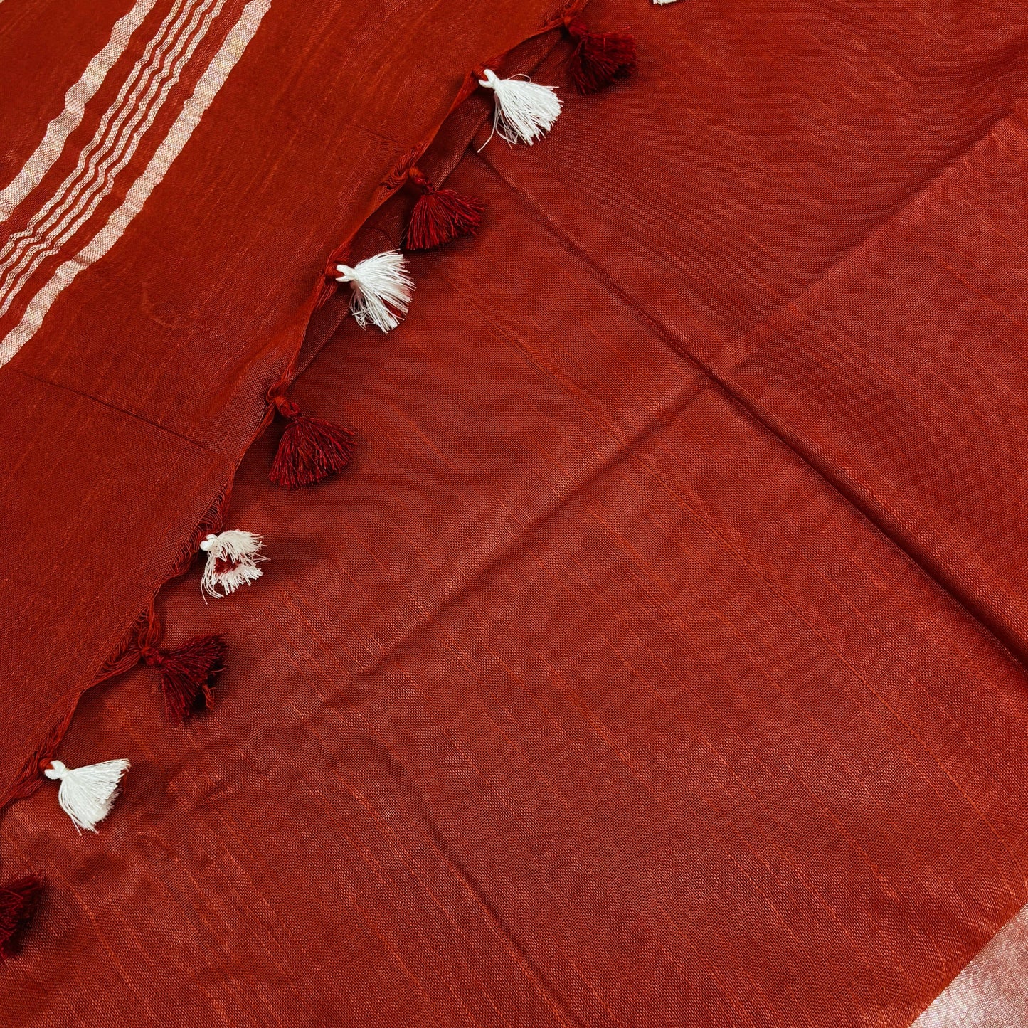 Rust Élan Bhagalpuri Linen Saree